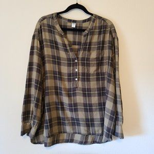 COPY - Women's Old Navy drapey mandarin-collar plaid top, XL